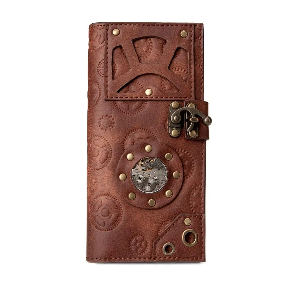 Streampunk Gearduke Moneybag Women Gear Decorate Metal Buckle Wallet Medieval Retro Pu Leather Hand Wallet Punk Hand Purse