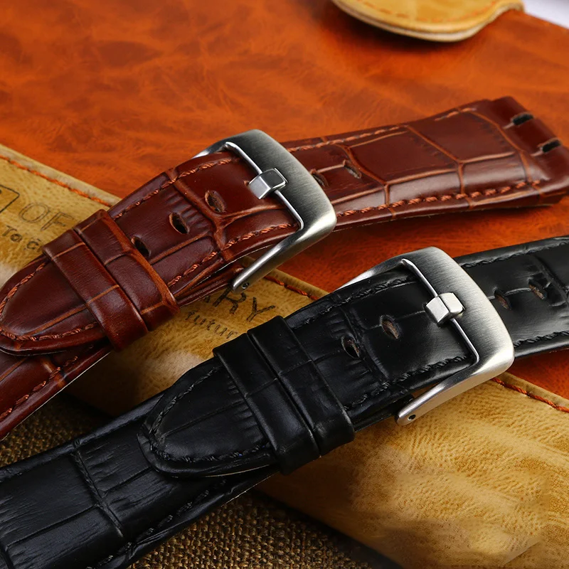 Calf cowhide Watchband 23mm For Swatch IRONY YOS440 449 401G 447 448 G Men Watch Strap Steel Clasp Bracelet With Tools Silicone