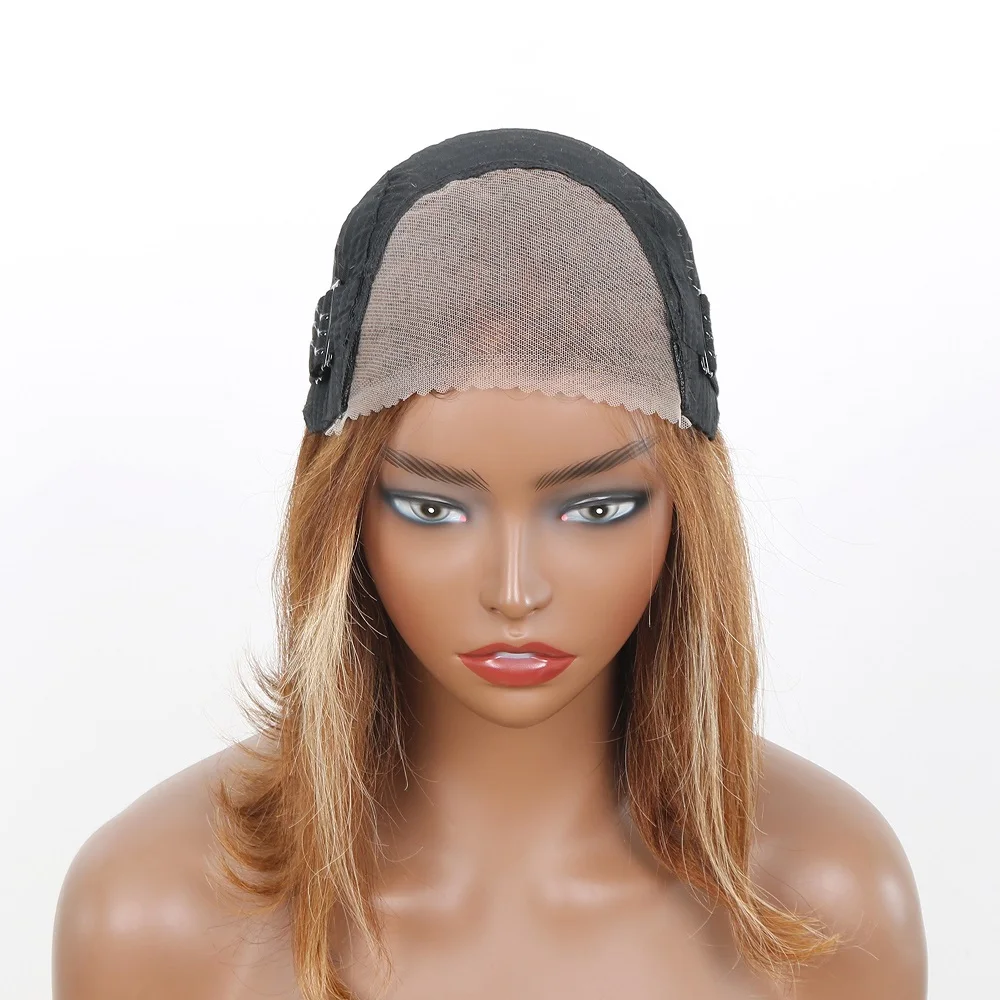 6x4 безклеевые парики из человеческих волос для женщин, предварительно выщипанные отбеленные узлы, 4/27 волос на сетке, Боб, парики, хайлайтер, прямой боб парик