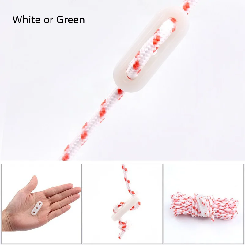 10pcs Guyline Runners Camping Ropes Tensioners Tent Wind rope buckle 35mm Awning Fastener GLOW IN THE DARK Outerdoor Plastic