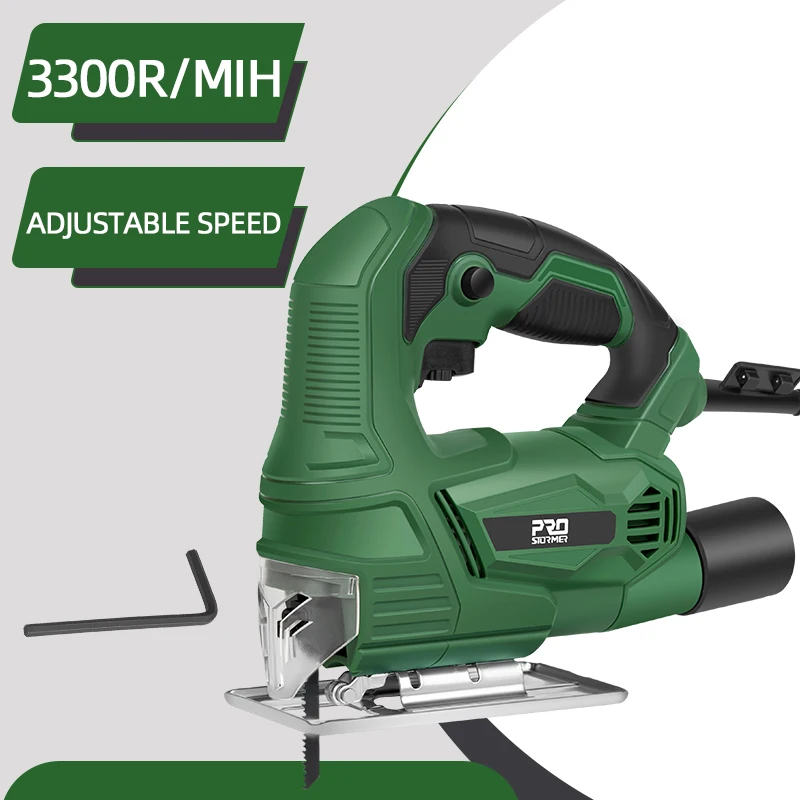500W Jigsaw Variable Speed Electric Saw 220 V for Woodworking Power tools with Metal Base Carbon Brushes Hexagonal Wrench