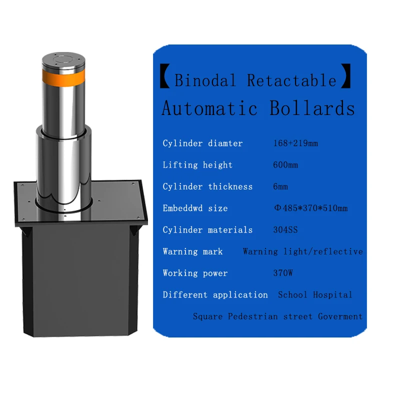 High Quality Stainless Steel Rising Automatic Hydraulic Bollards Crash Rated Bollards With LED Warning Light