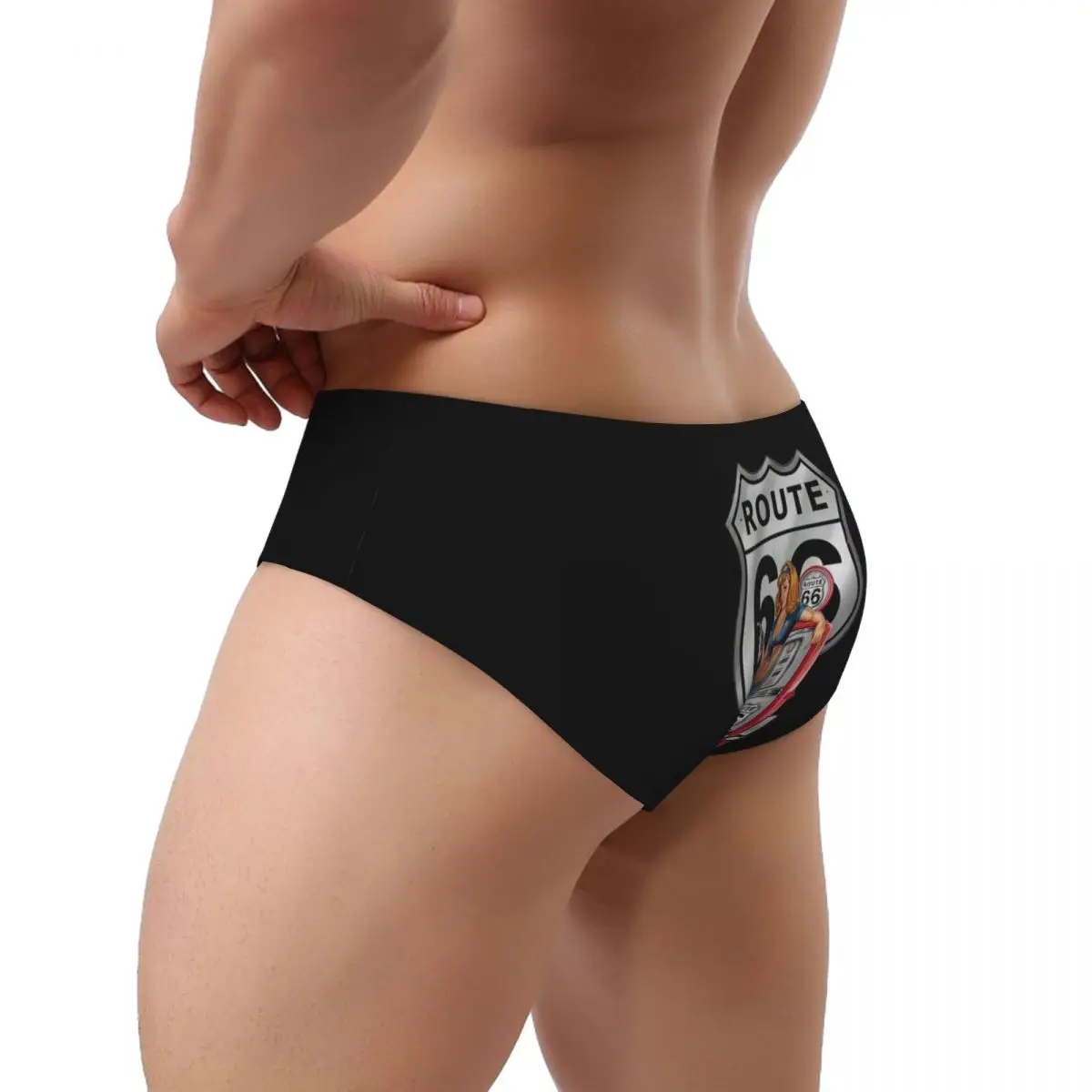 Custom Route 66 Gas Station Pin Up Men's Briefs Panties Men Breathable Fill Her Up Underwear Underpants - view 3