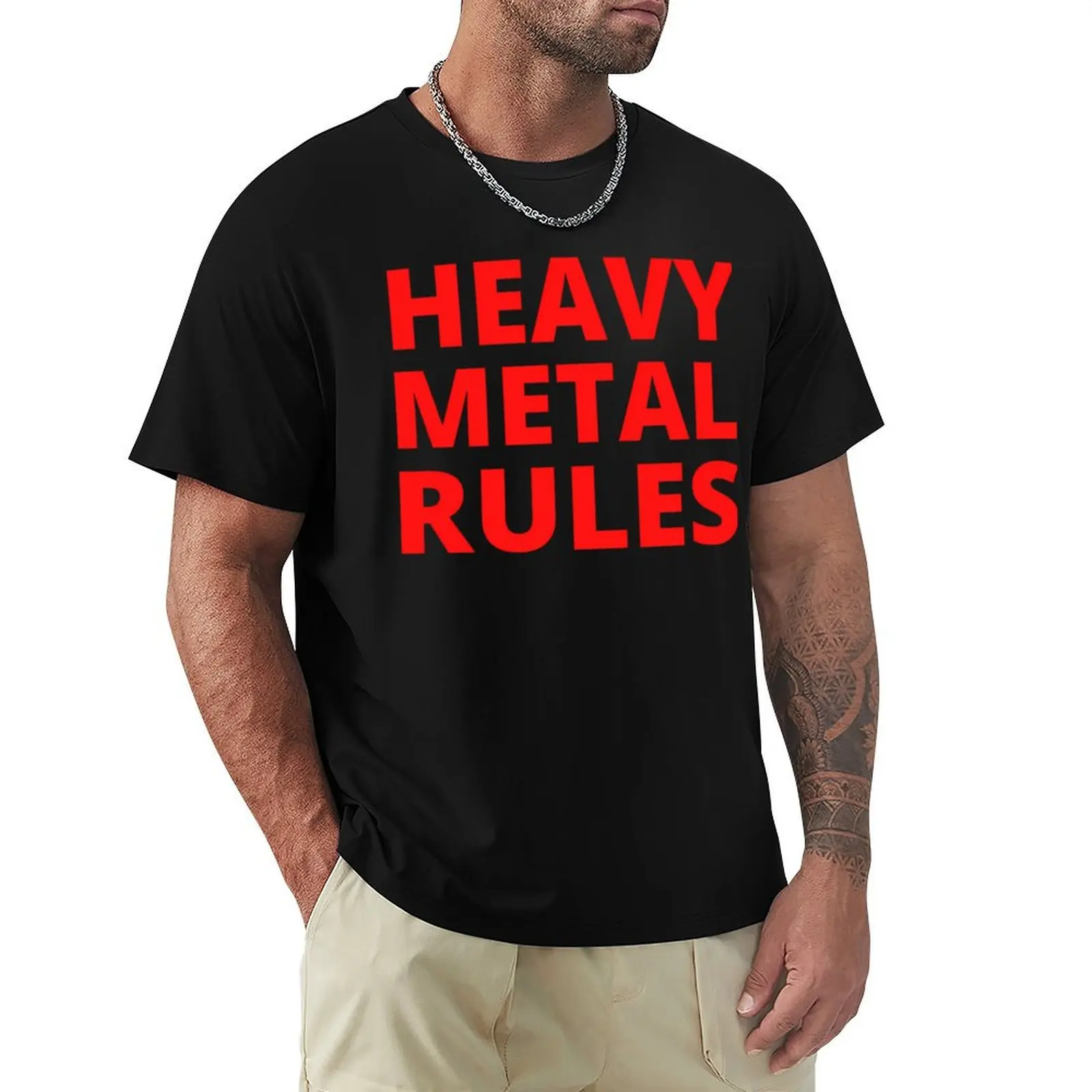 

Heavy Metal Rules Sticker T-Shirt anime stuff anime plus size tops cotton t shirt men