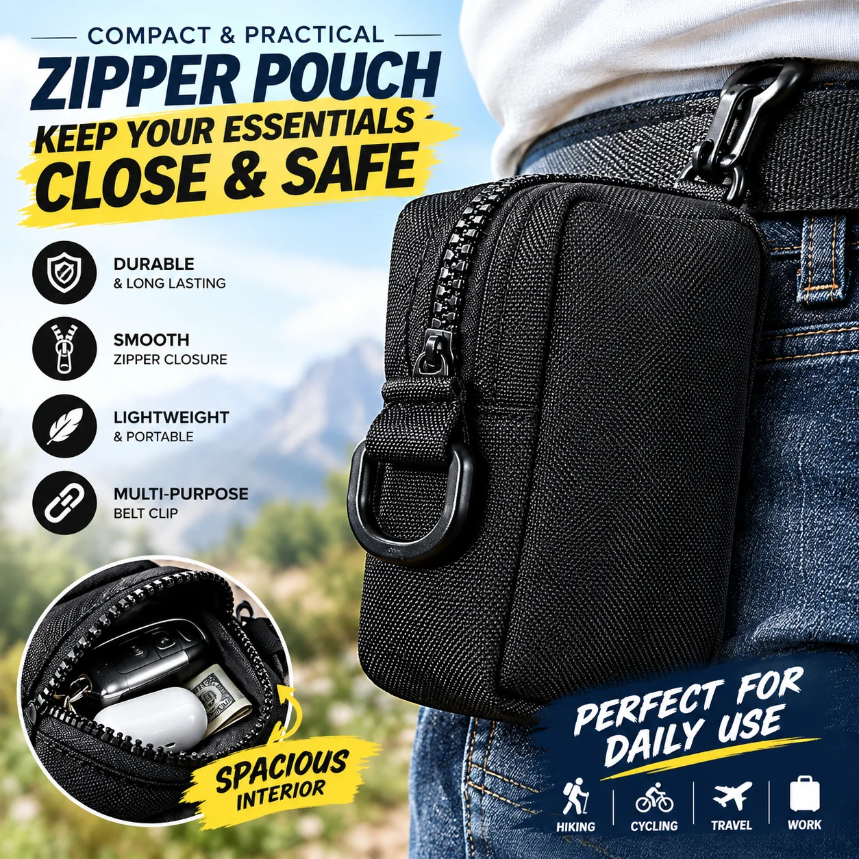 Outdoor sports multi-functional tactical waist bag, accessory bag, simple and durable card bag, coin purse, waist bag