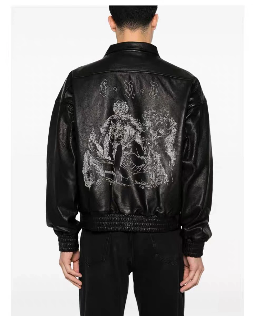 Depred Rich Second Generation Painters Wives Baumwolle gefüttertes Leder Jaet Loose Fit Reißverschluss Ort Sle Youthful Ene...