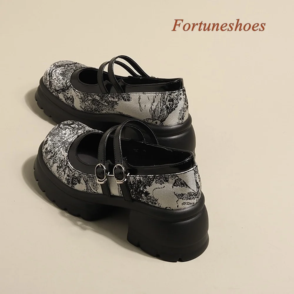 Zapatos de tacón de banda estrecha y sólida, zapatos de mujer con hebilla de cinturón de una palabra, bordados, nuevo estilo chino, punta redonda, moda informal, zapatos de tacón más nuevos