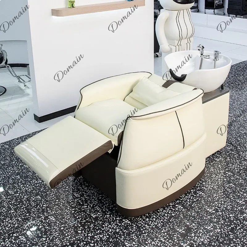 80 L Hair Salon Shampoo Bed Semi-Reclining Ceramic Sink Electric Lift Beauty Massage Bed