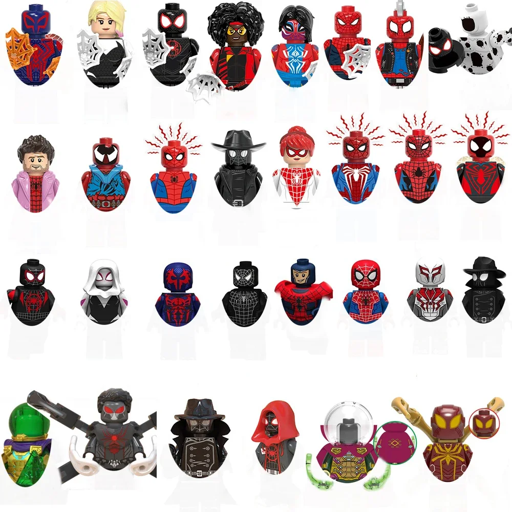 Building blocks Marvel Mini Action Figures Children's Party gifts Brick toys Parker Miles Morales Spiderman Iron Man Ant Man