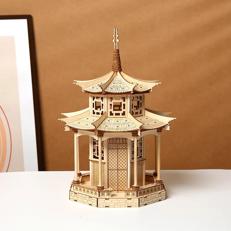 OUZEY bloques de construcción de madera 3D para adultos actividades creativas para niños Hobby casa de modelado casas en miniatura