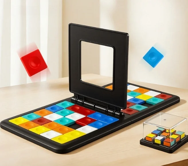 Dual Player Color Block Sliding Puzzle Game, Parent-child Race Brain Teaser Toy, Interactive Educational Desktop Game for Kids A