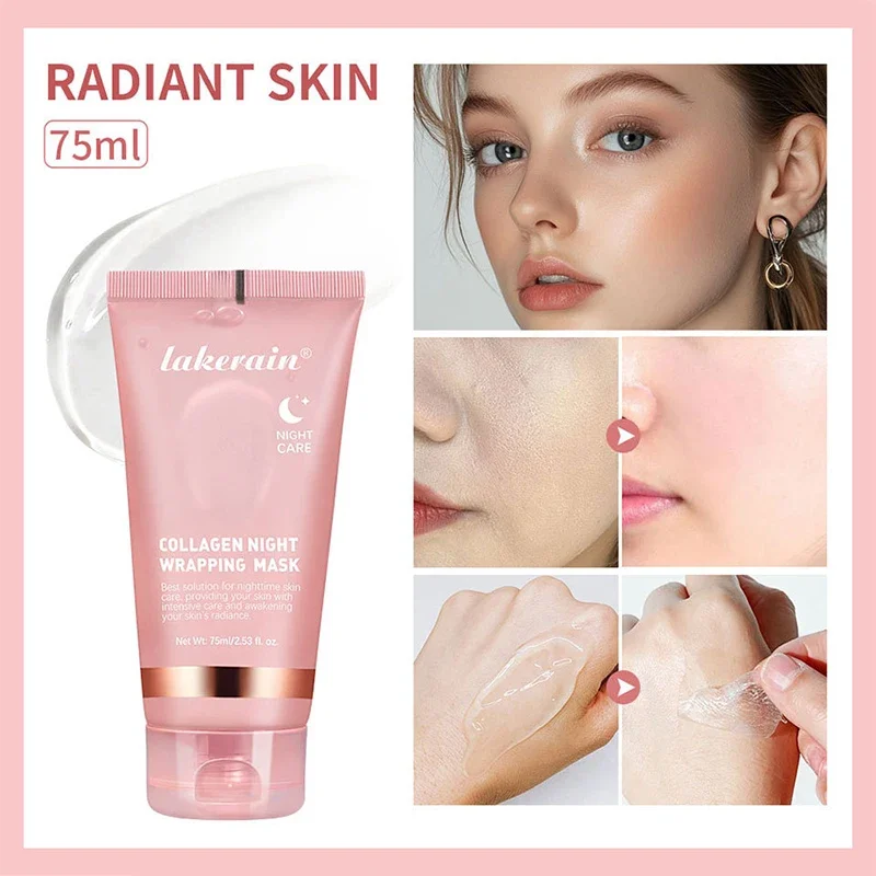 75ml Collagen Peel-off Mask, Night Wrapping Facial Mud Firming Mask Daily Face Skincare Deep Cleaning Skin-peeling Off Covers