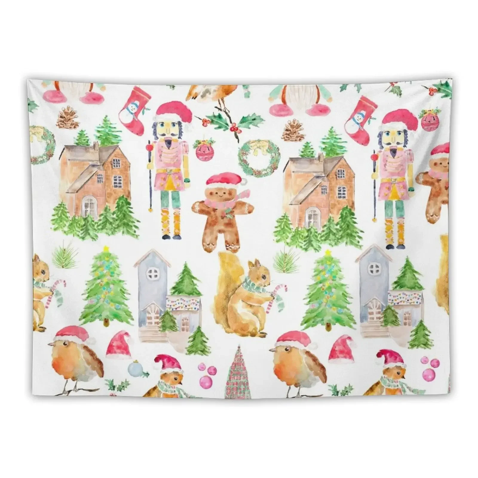 

Christmas symbols collection watercolor Tapestry Mushroom Aesthetic Room Decors Tapestry