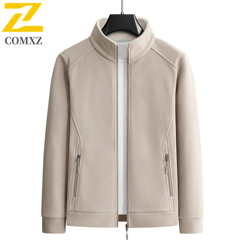 

Мужская куртка больших размеров на флисовой подкладке, теплое легкое стеганое пальто для путешествий на открытом воздухе, 2025 год, однотонная зимняя мужская одежда с воротником-стойкой