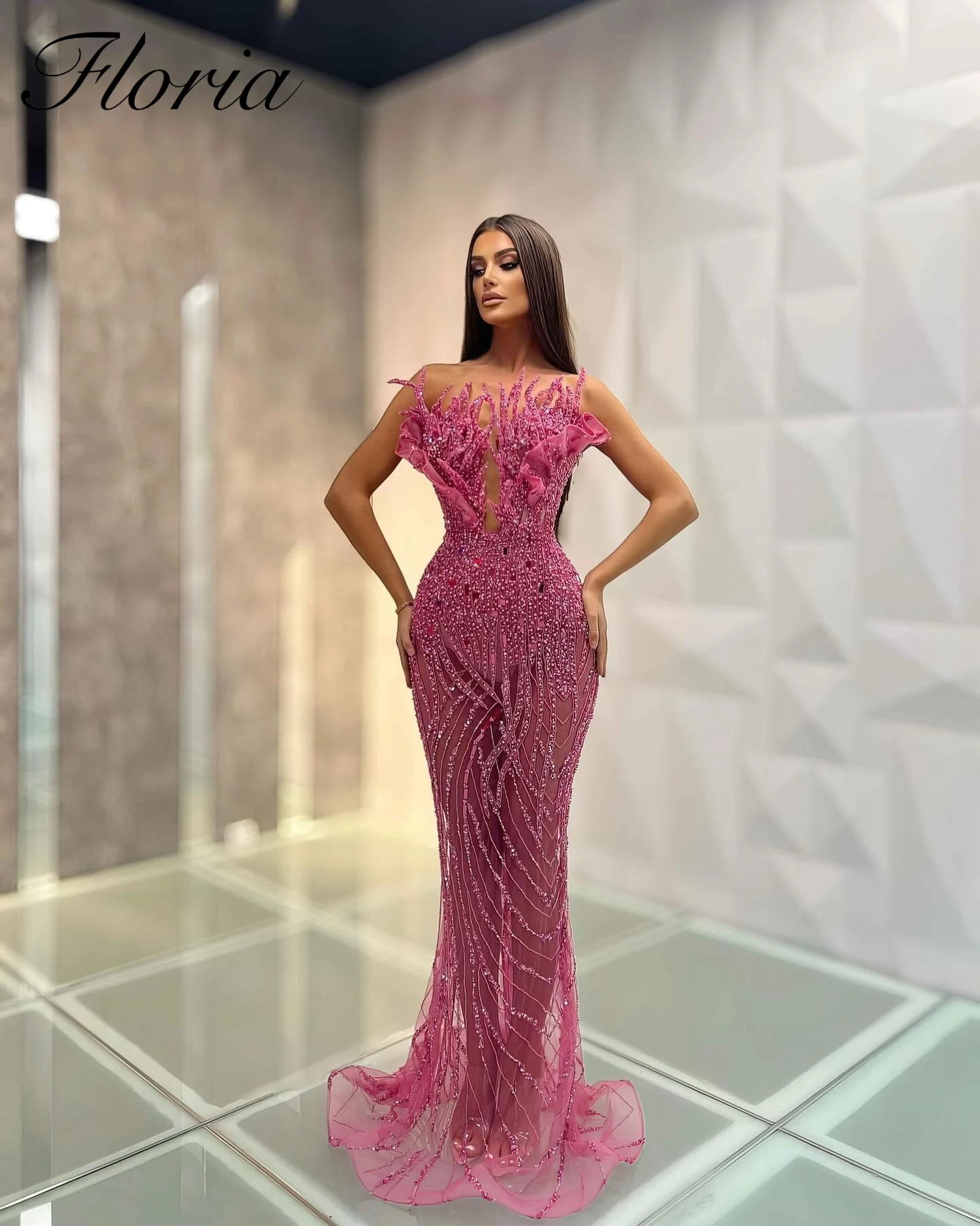 

Розовые вечерние платья из бисера Русалка Милая без рукавов Пром платья для женщин Коктейльные платья Robes De Soirée по индивидуальному заказу