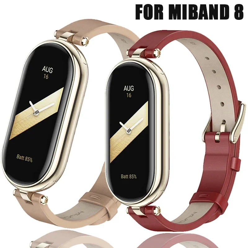 Correa de cuero para Xiaomi Mi Band 8, pulsera inteligente con NFC, versión Global