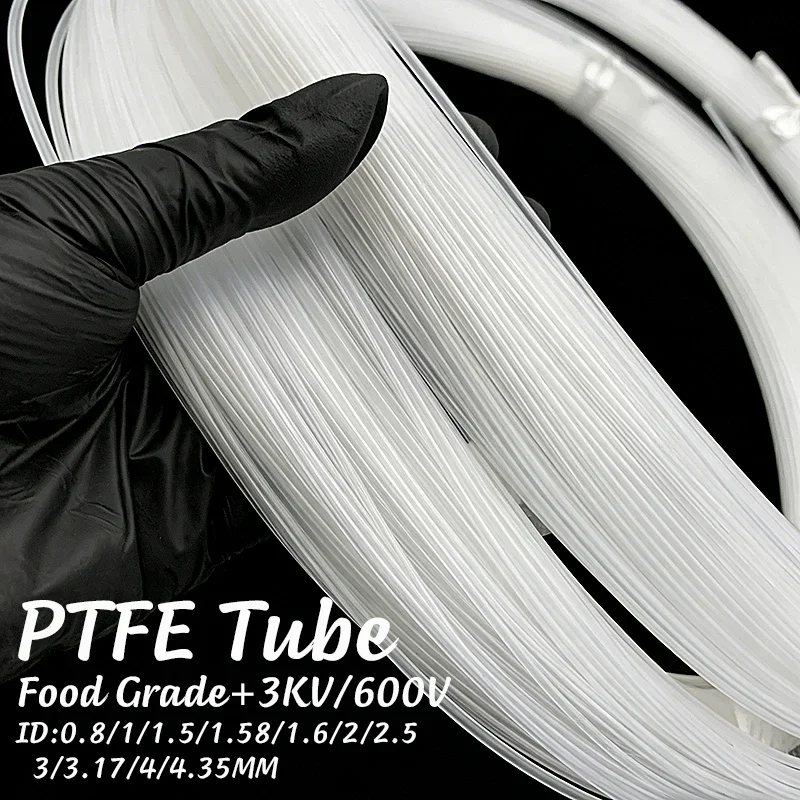 1~10M Food Grade Transparent PTFE Capillary Tube ith An Inner Diameter of 0.8~4.35mm, Anti Sticking And Corrosion-resistantW