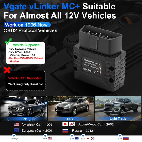 Сканер диагностики автомобиля Vgate vLinker MC, ELM327 V2.2, Bluetooth 4.0, OBD2 — фото товара