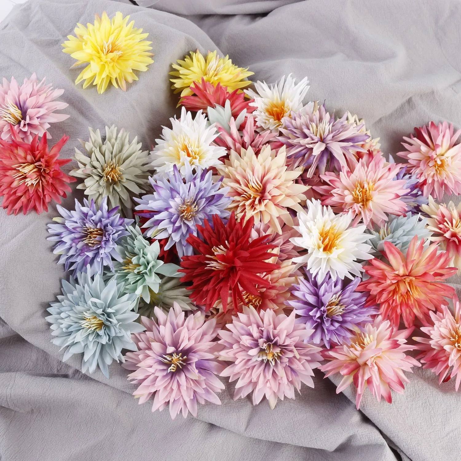 5/10Pcs Artificial Chrysanthemum Flower Heads Silk Fake Flowers for Wedding Marriage Party Decorations Bouquet Garland Accessory