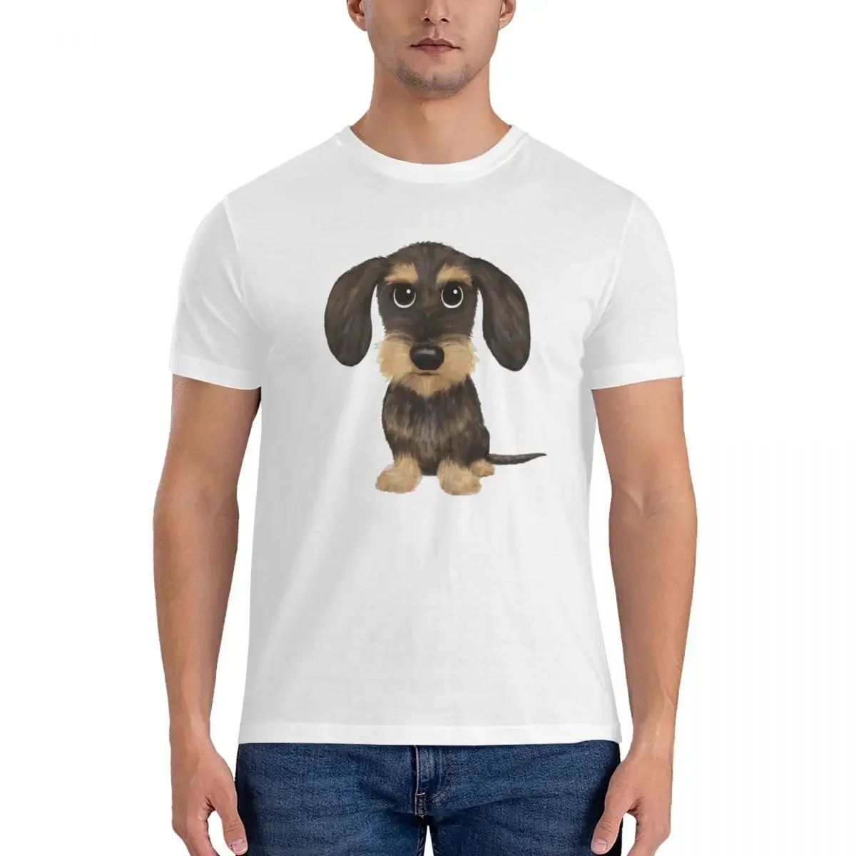 Wirehaired Dachshund Cute Wire Haired Wiener Dog Wild Boar And Tan Teckel T-Shirt Plus Size T Shirts Men Short Sleeve ONeck Tops