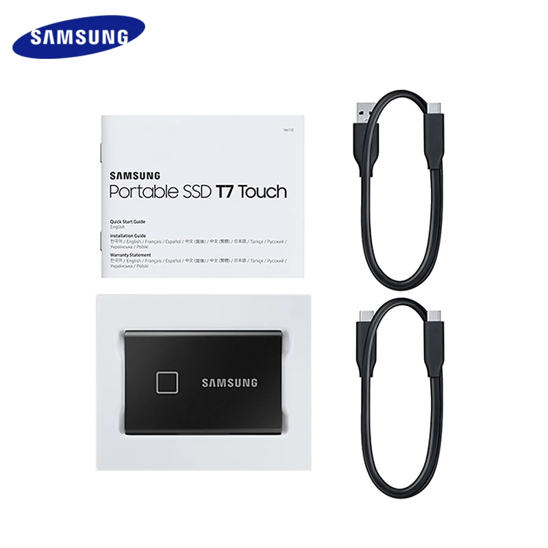 Imagem -06 - Samsung-unidade Externa de Estado Sólido Ssd t7 Encriptado por Toque 2tb Usb 3.2 Gen Tipo-c Segurança por Impressão Digital Original