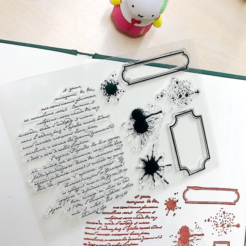 Scrapbooking Rubber Clear Stamps Hand Writting English Paragraphs Drop Ink Mark Hobby Decoration Crafts Suppliers