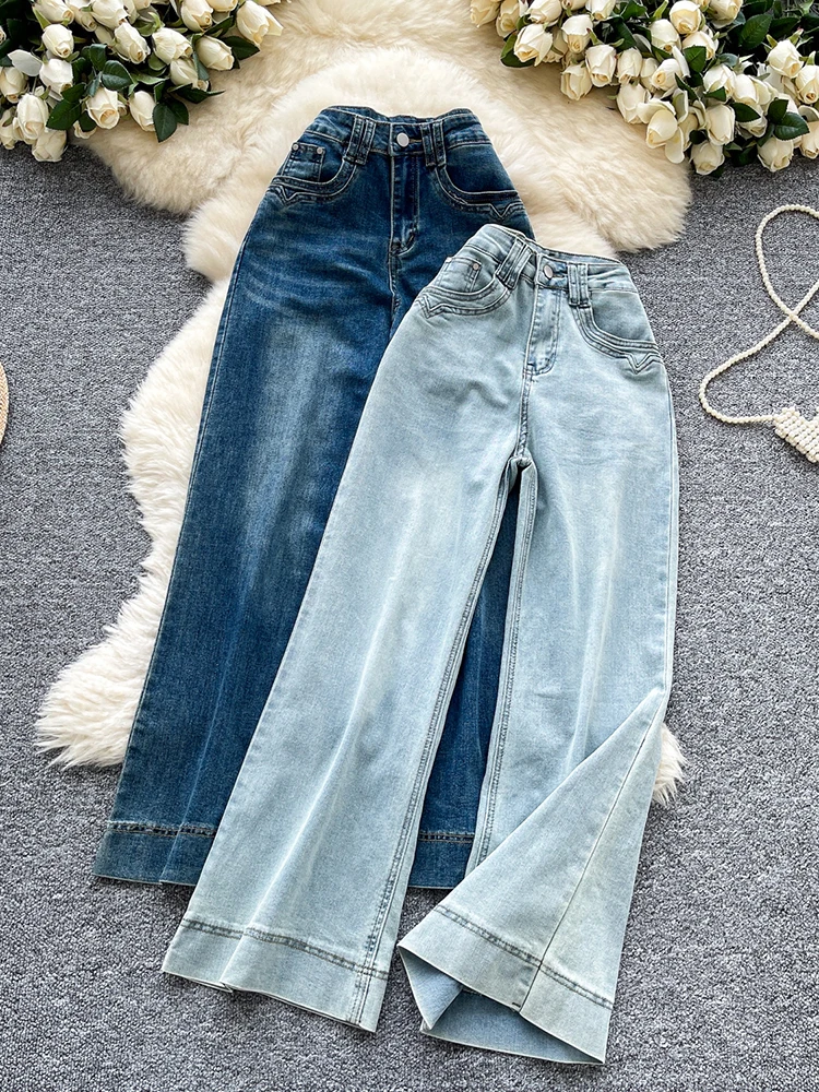 

Retro Casual Jeans For Women Summer High Waisted Versatile Straight Leg Pants 2025 New High Street Loose Wide Leg Trousers