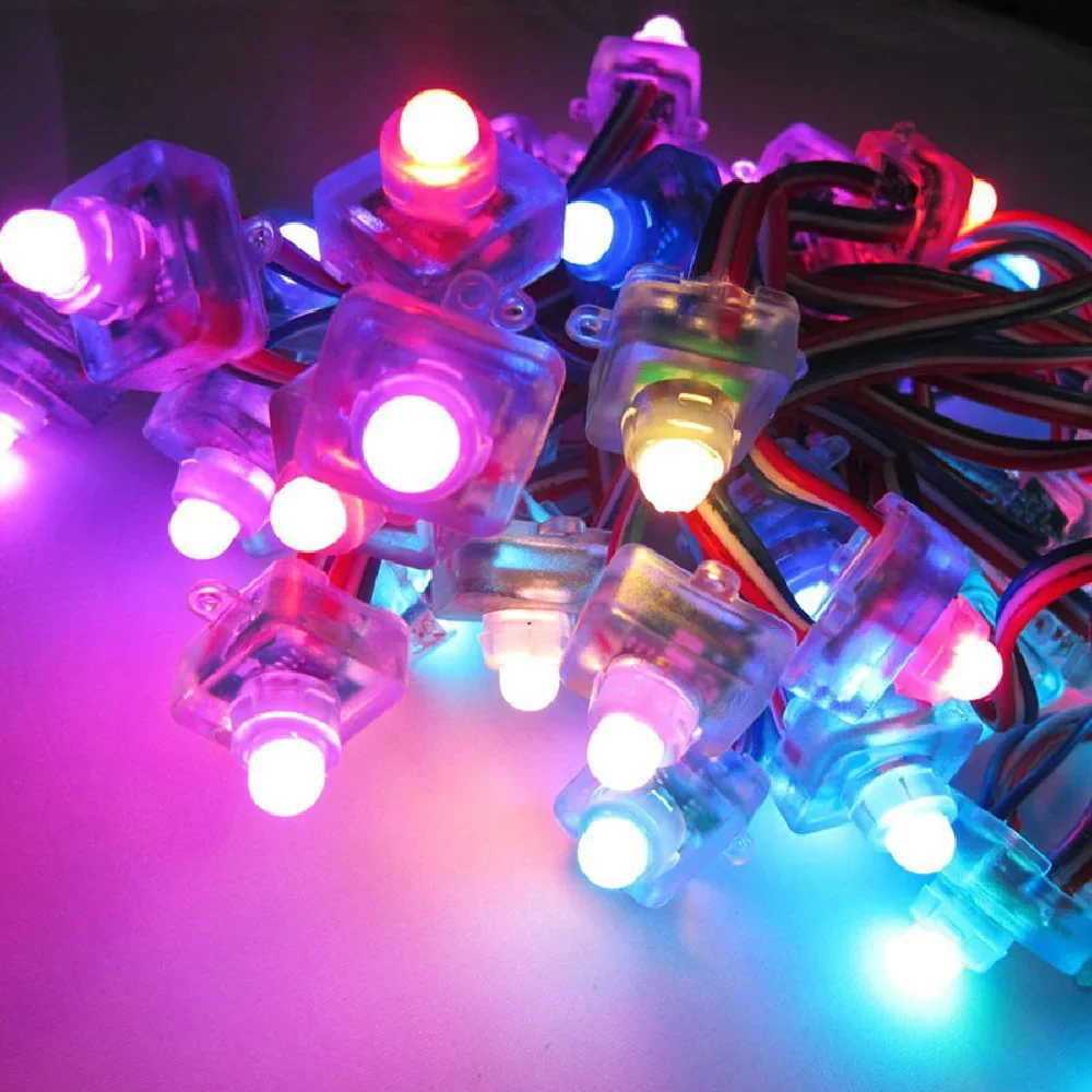 Zmiana koloru kwadratowych DC 5V IP68 LED moduły pikseli 50 sztuk/ciąg WS2811 kolor marzeń RGB adresowalna LED Pixel girlanda żarówkowa