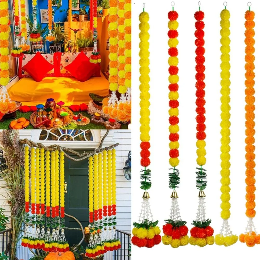 DIY القطيفة جارلاند ​ ​   ديكور أحداث Pooja Diwali Fiesta زهور القطيفة ​ ​   قابلة لإعادة الاستخدام قابلة للانحناء ​ ​   أكاليل زهرة القطيفة