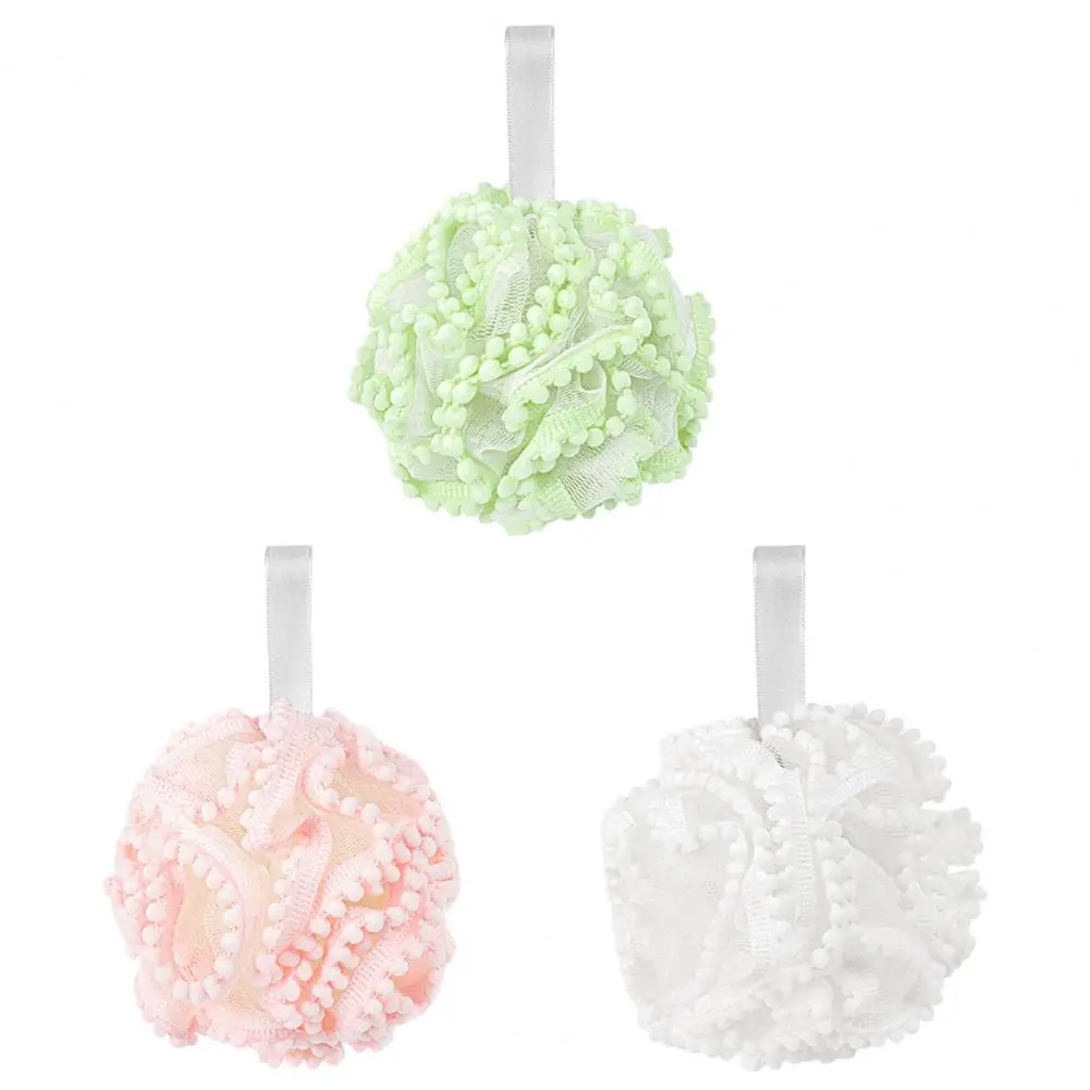 Soft Bath Loofah Soft Gentle Bath Loofah Sponge Quick Lathering Exfoliating Scrubber Solid Color Mesh Shower Ball for Women Men