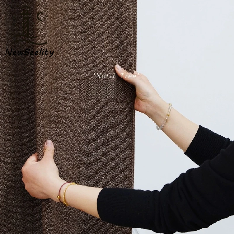 

Retro Cotton and Linen Texture Blackout Curtains for Living Room Bedroom Dining Nature Vertically Custom Size Tulle Decor Drapes