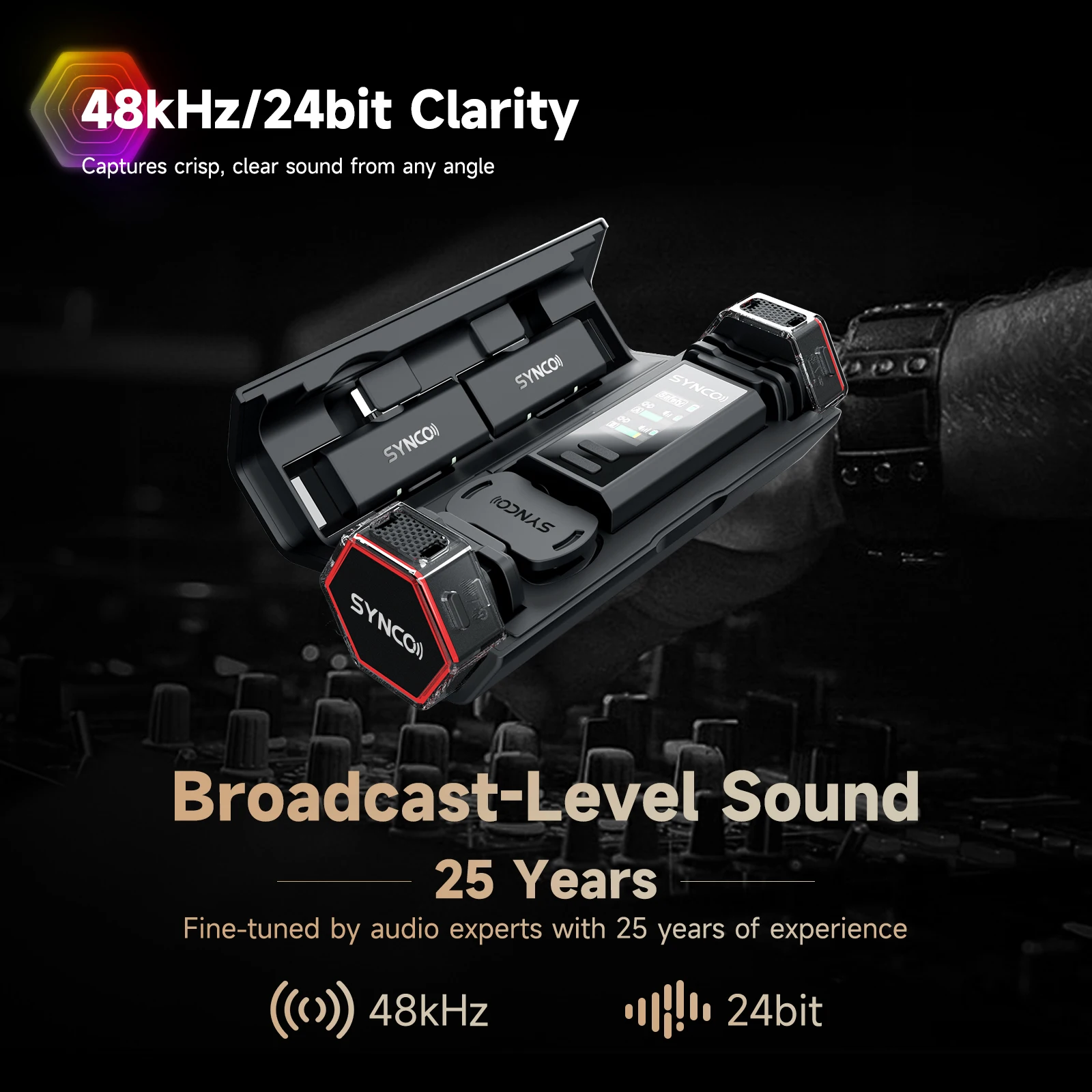 SYNCO G4 2.4G ميكروفون لاسلكي لكاميرا الهاتف للمقابلة البث المباشر 200 متر نقل إلغاء الضوضاء هيئة التصنيع العسكري #4