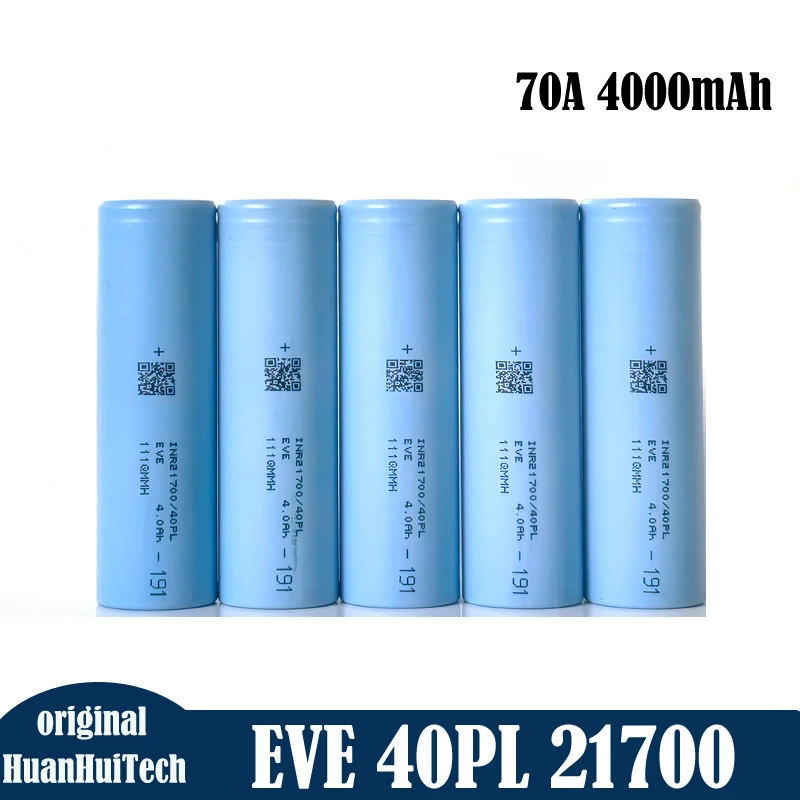 1-8pcs Oroginal EVE 40pl INR 21700 4000mah 3.6V 70A Lithium Ion Battery High Power 21700 Rrechargeable cell For Electric Vehicle