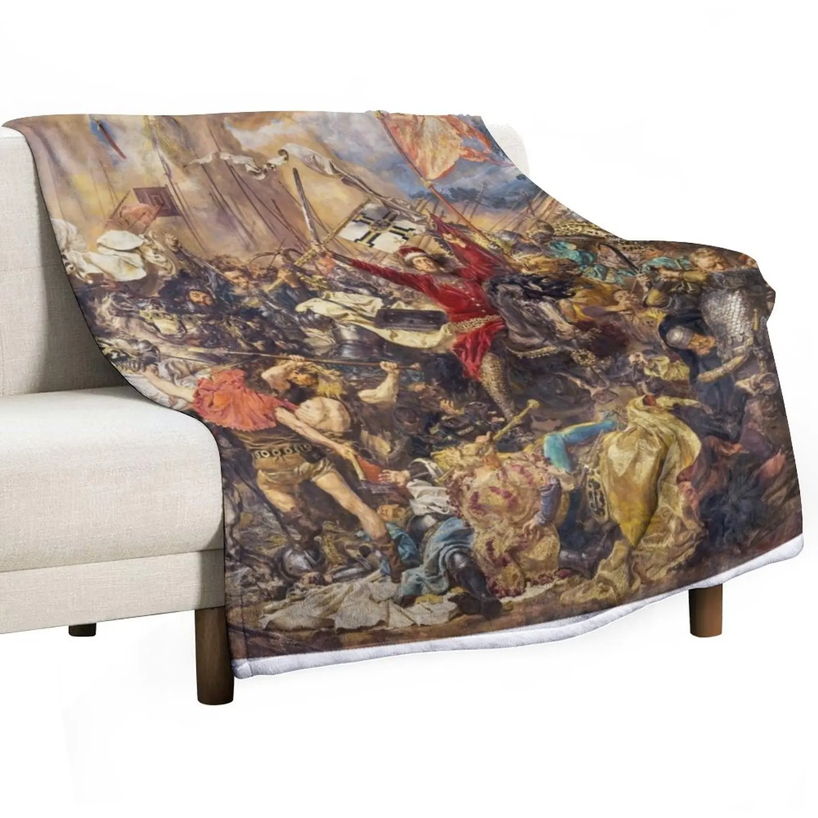 

The Battle of Grunwald by Jan Matejko Throw Blanket Thin Vintage Blankets
