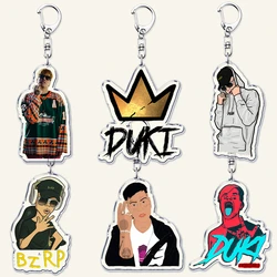 Popular Rap Singer Duki Keychains for Accessories Bag Bzrp Trap Music Pendant Gaming Keyring Jewelry Rockstar Fans Lovers Gifts