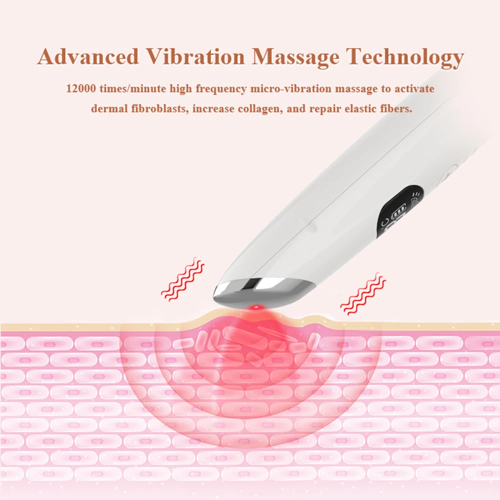 Ionic Eyes Facial Massager Pen Heated Vibrator Red Light Therapy Face Beauty Device Wrinkle Anti-Ageing Eye Massage