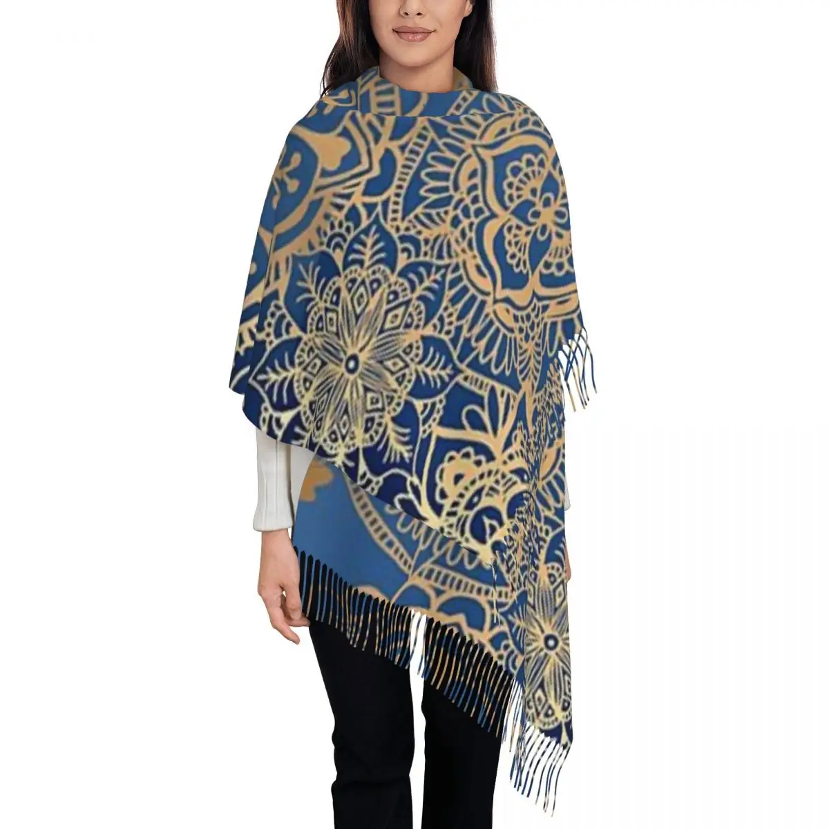 

Шарфы теплые унисекс, с синим и оригинальным рисунком