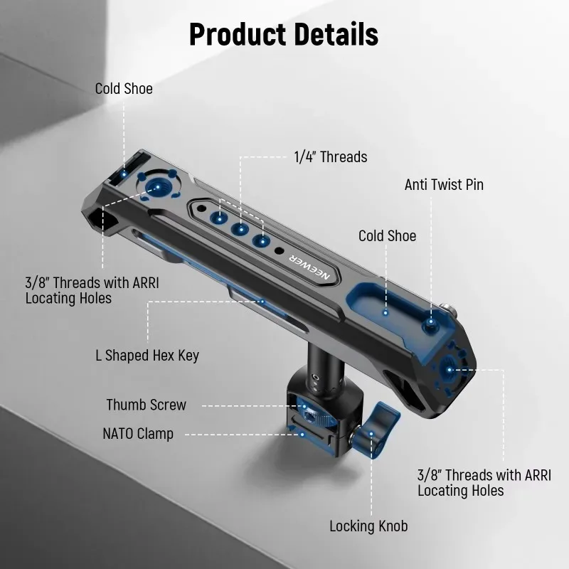 

NEEWER R50 Camera Cage Compatible with Canon EOS R50 Aluminum Video Rig with NATO Rail 1/4" Threads 3/8" ARRI Holes Rig