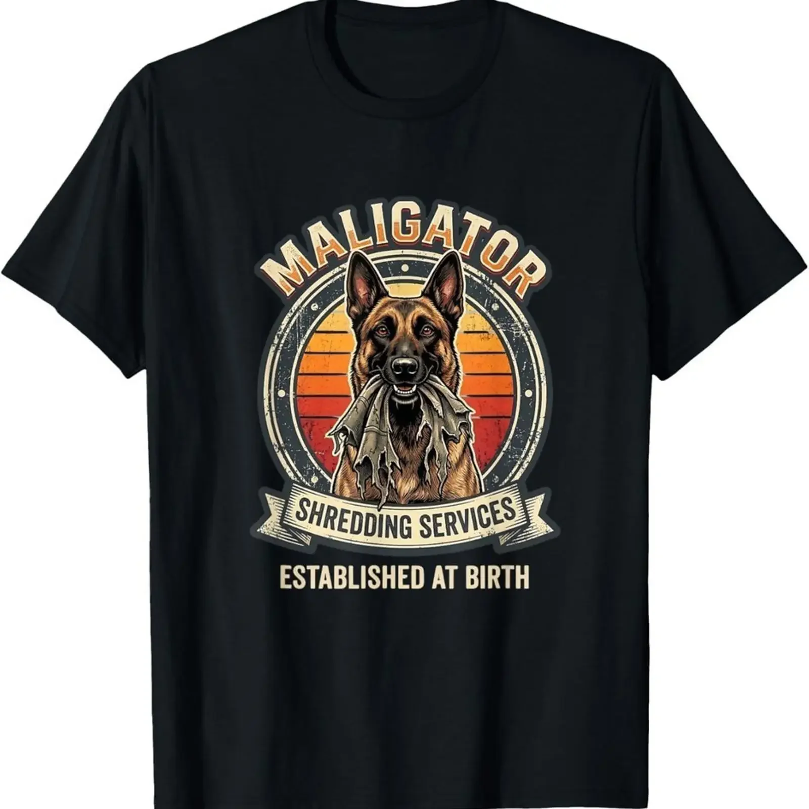 Maligator Shredding Services Belgian Malinois Funny Dog T Shirt S 5XL L2102 vintage Washed designer clothes fashion streetwear