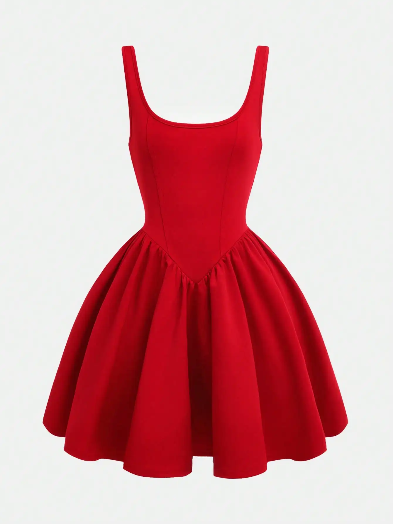Sommerkleid für Mädchen von 7–14 Jahren, quadratischer Ausschnitt, breiter Träger, rot, dehnbar, tailliert, plissiert, A-Linie, knielang, für Tanz, Party, Alltag, Schule – Detail 6