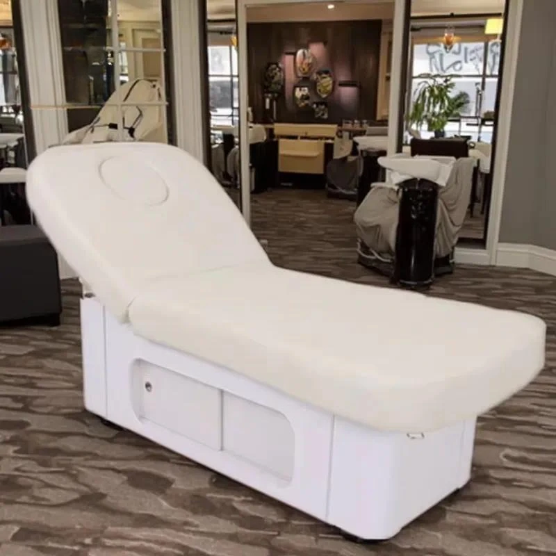 Portable Electric Folding Massage Table Synthetic Leather Walnut Storage Spa Hotel School Use