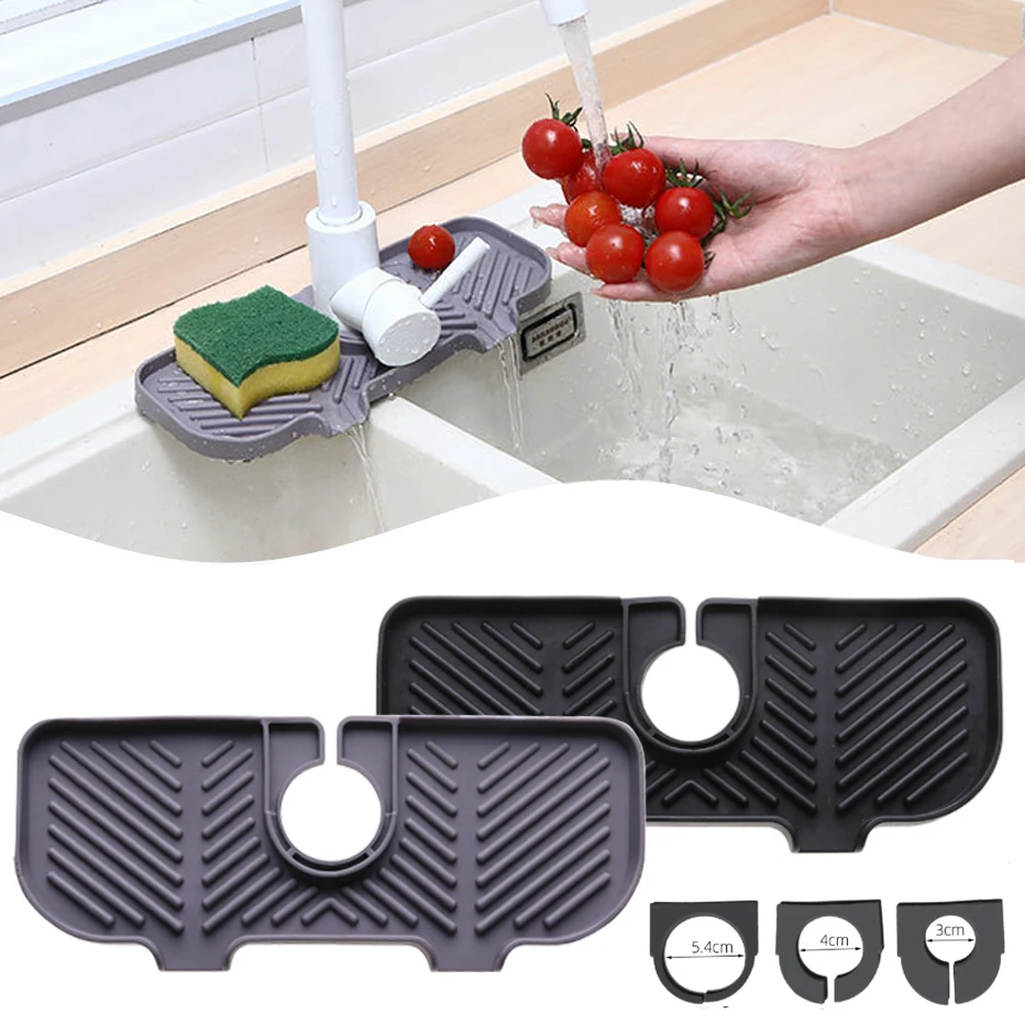 Kitchen Faucet Absorbent Mat Silicone Sink Splash Guard Bathroom Water Draining Pad Countertop Protector Table Cushion Place Mat