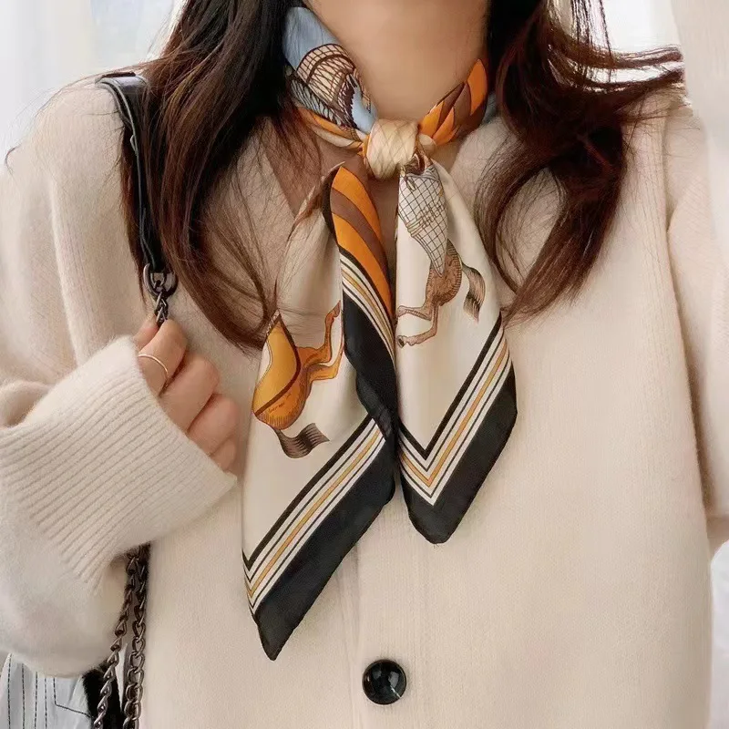 

Женский шелковый шарф премиум-класса с леопардовым принтом пейсли, корейский модный маленький квадратный шарф на шею, оптовая продажа ​