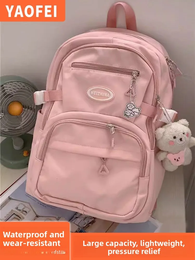 

Large Capaci Bear Bapa for School Girls High School Students College Students Cute Bear Double oulder Bag Sweet Acade...