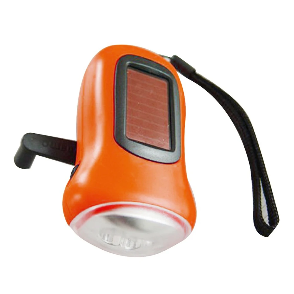 Lampe de poche à manivelle LED polyvalente avec lanière, torche de camping compacte, lampe de tente solaire, survie d'urgence