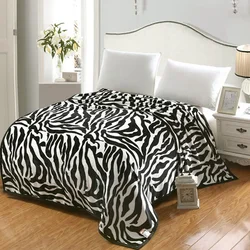 Winter Air-conditioning Blanket Thickened Flannel Blanket Single Quilt Black and White Zebra Pattern Sheet Sofa Cushion Blanket