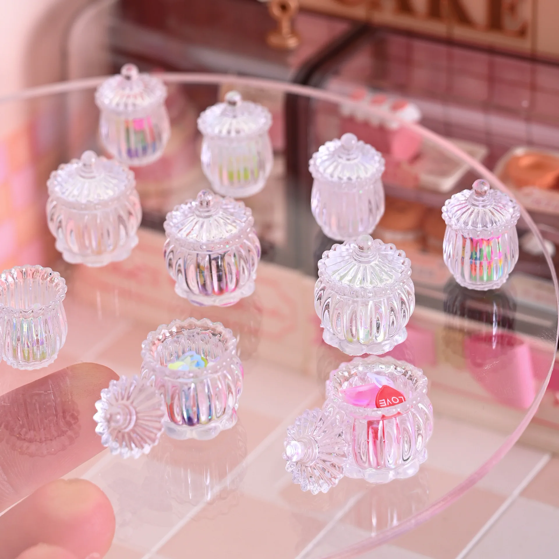 100pcs Kawaii Miniature Simulation Mini Candy Jar Coffee Cup Resin Cabochon Dollhouse Decor Desktop Oranment Wholesale Craft