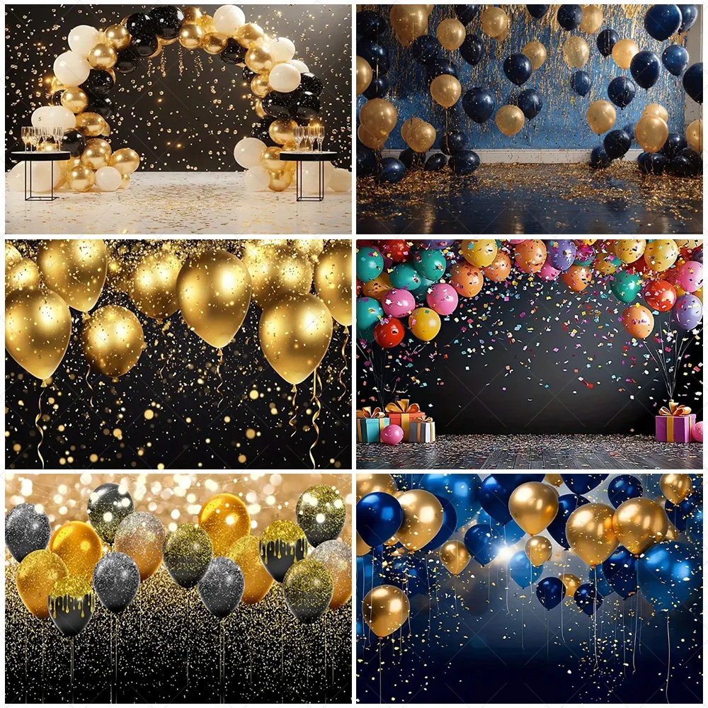 

Colorful Glitter Balloons Theme Birthday Party Decorations Background Sparkling Banner Photography Studio Prop Backdrop Kid Gift
