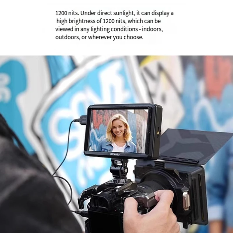 

FW568 PRO 6-дюймовый DSLR-монитор1200nit, высокая яркость, 60 Гц, 4K, совместимый с подвесом для камеры