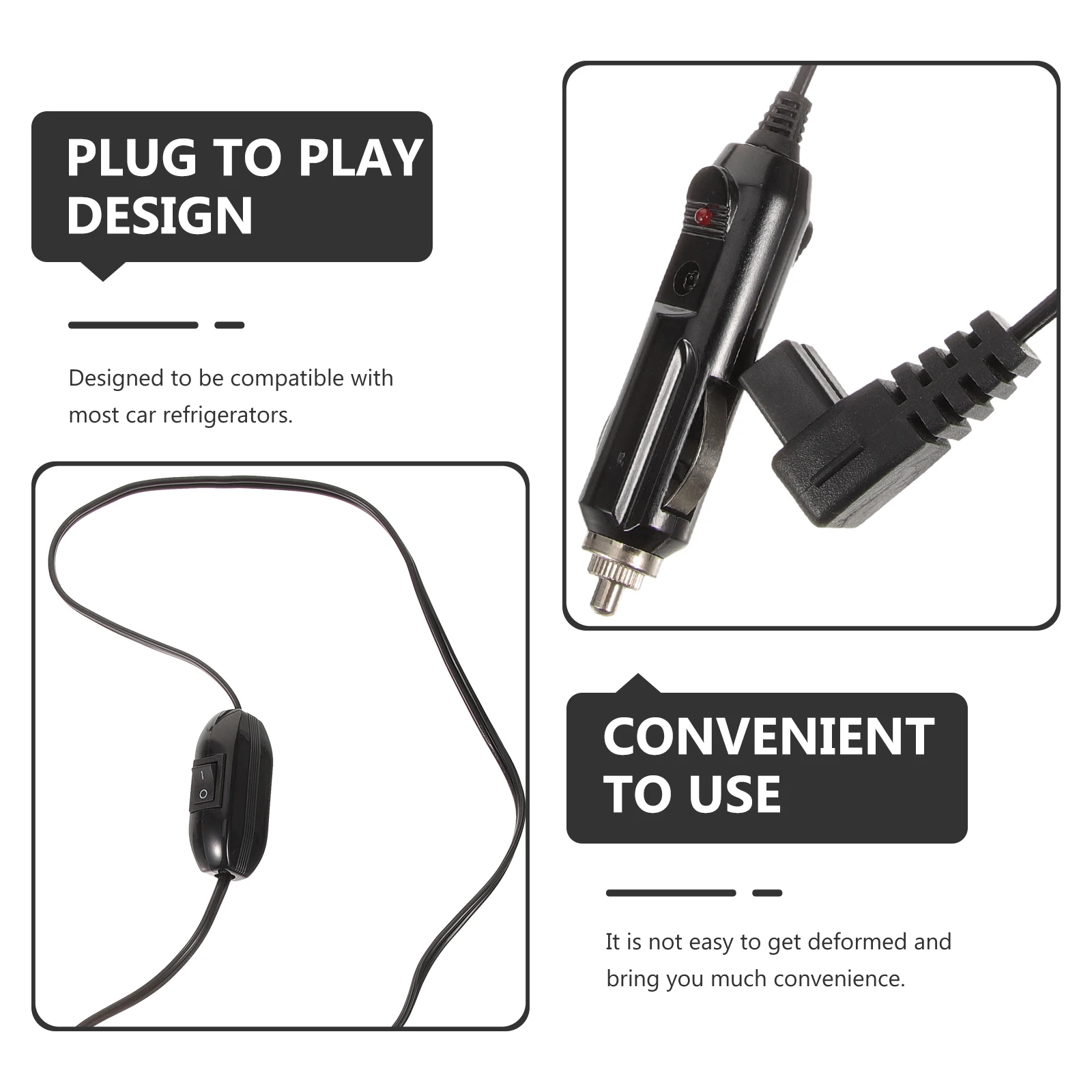 

Car Refrigerator Cable 12V24V Mini Fridge Connecting 12V Fridge Line Switch Stable Output Compatible Daily Use